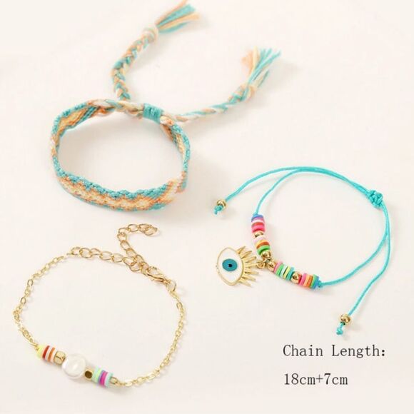 3 Pc It’s Giving Protection Evil Eye Bracelet Set - Picture 4 of 5